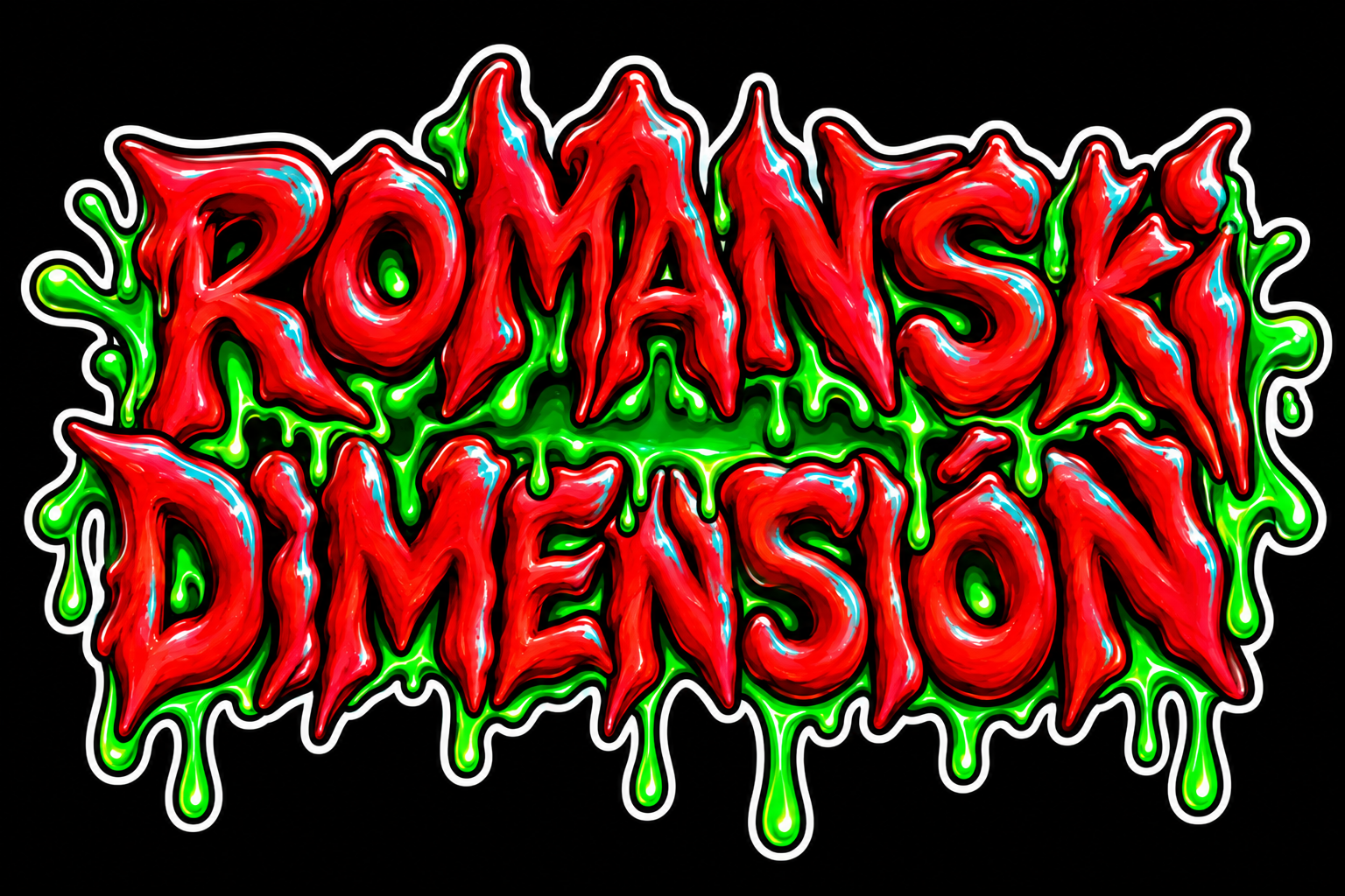 Logo Romanski Dimension con slime verde